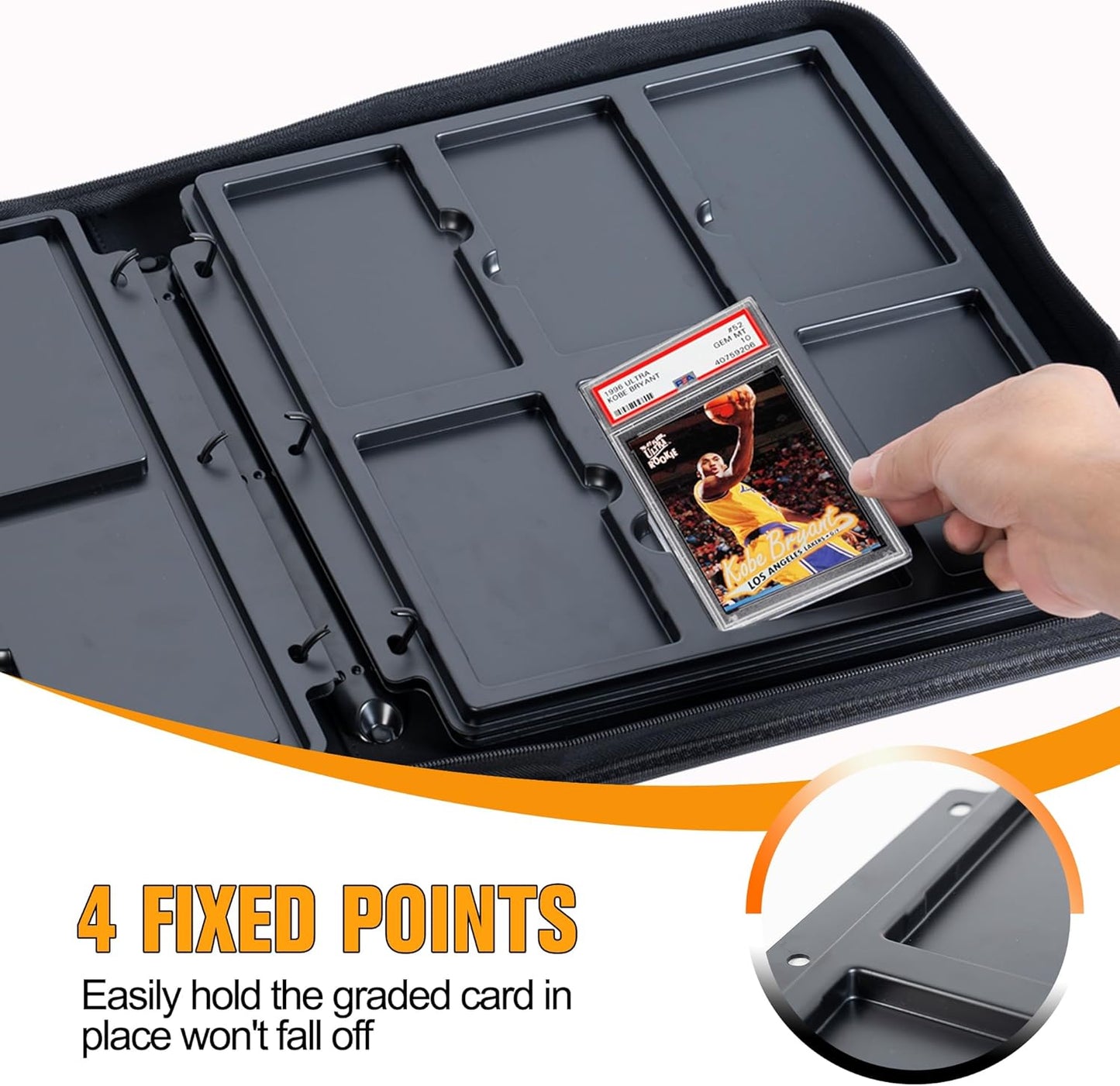 Graded Card Slab Binder for PSA, CGC, AGS | Holds 24 Graded Cards with 4 Pages | Premium 6 Card Slot Graded Cards Binder Storage Zipper Card Holder Album for PSA, CGC, AGS
