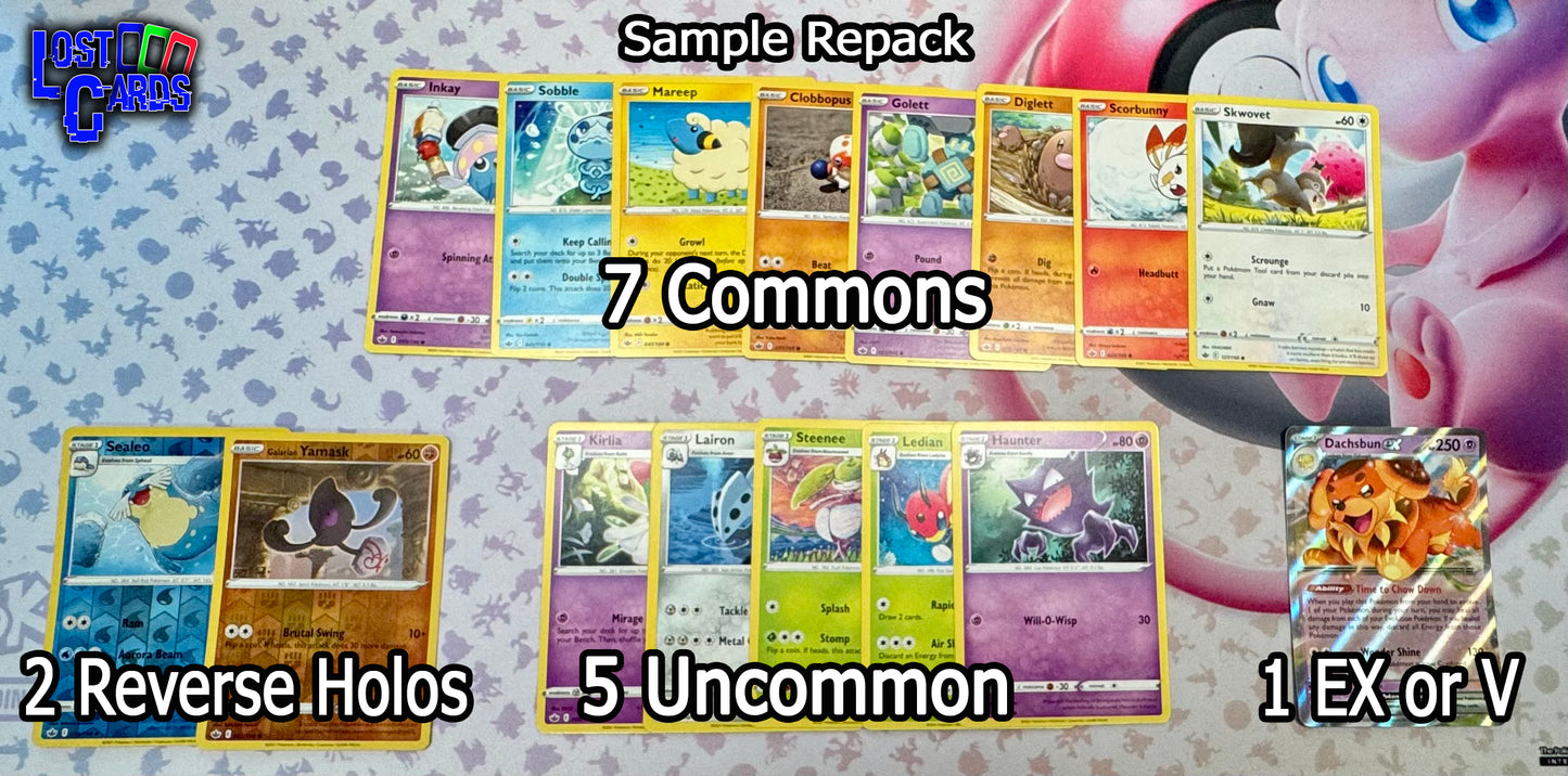 Lost Cards Repack | English 15 Pokemon Card Repack with 2 Reverse Holos & 1 EX or V