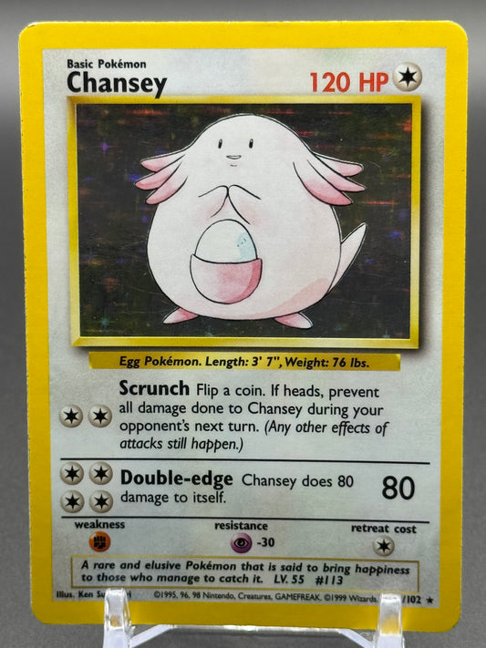 Pokemon TCG Chansey | Base Set 3/102 | Condition: Moderate Play