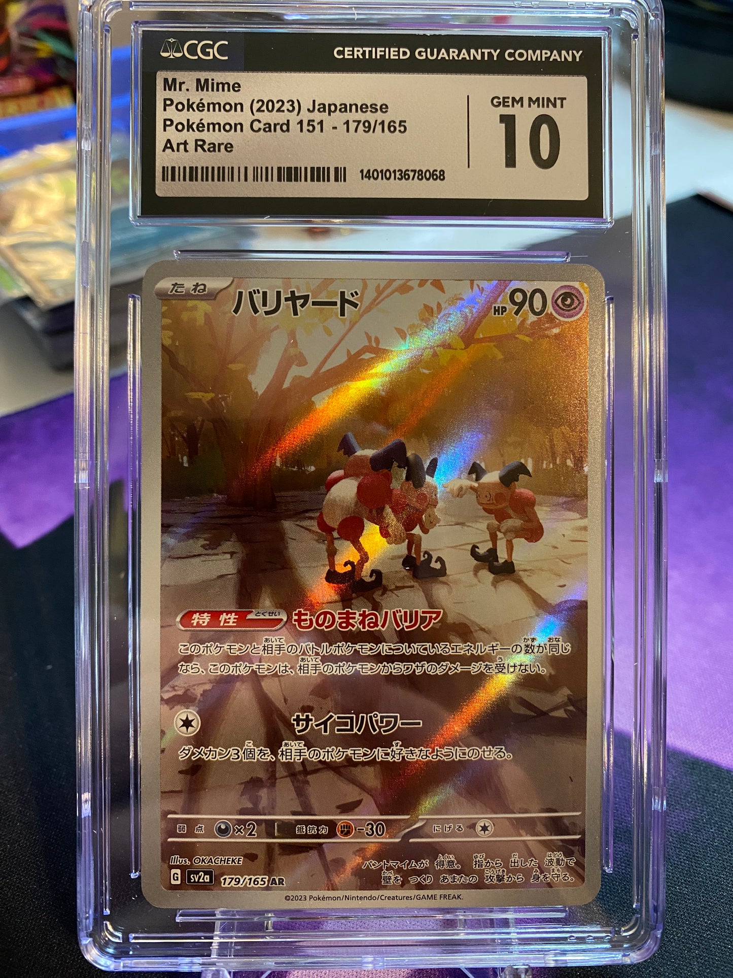 Japanese Pokemon TCG Mr. Mime | Pokemon 151 sv2a 179/165 AR | CGC Graded GEM-MINT 10