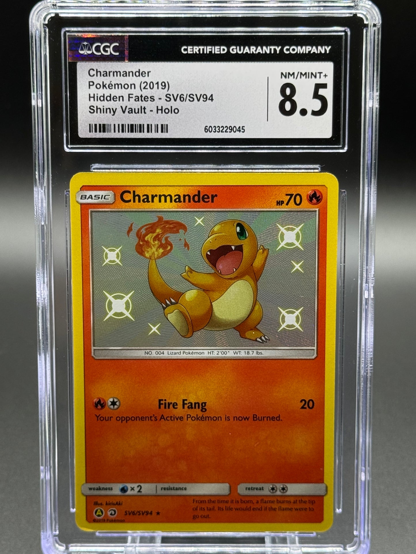 Pokemon TCG Charmander | Hidden Fates SV6/SV94 | CGC Graded NM/MINT+ 8.5