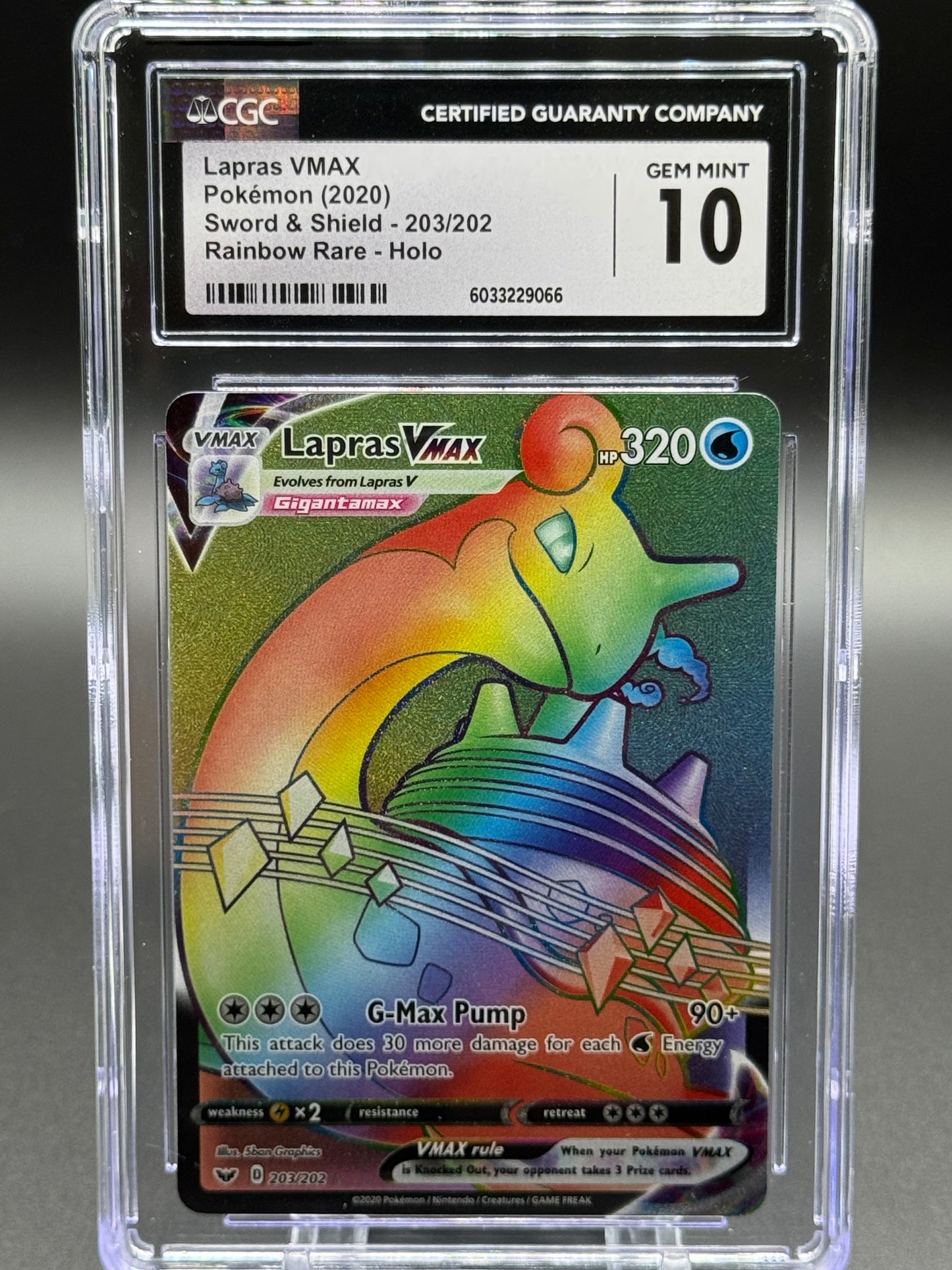 Pokemon TCG Lapras VMAX | Sword & Shield 203/202 | CGC Graded GEM MINT 10