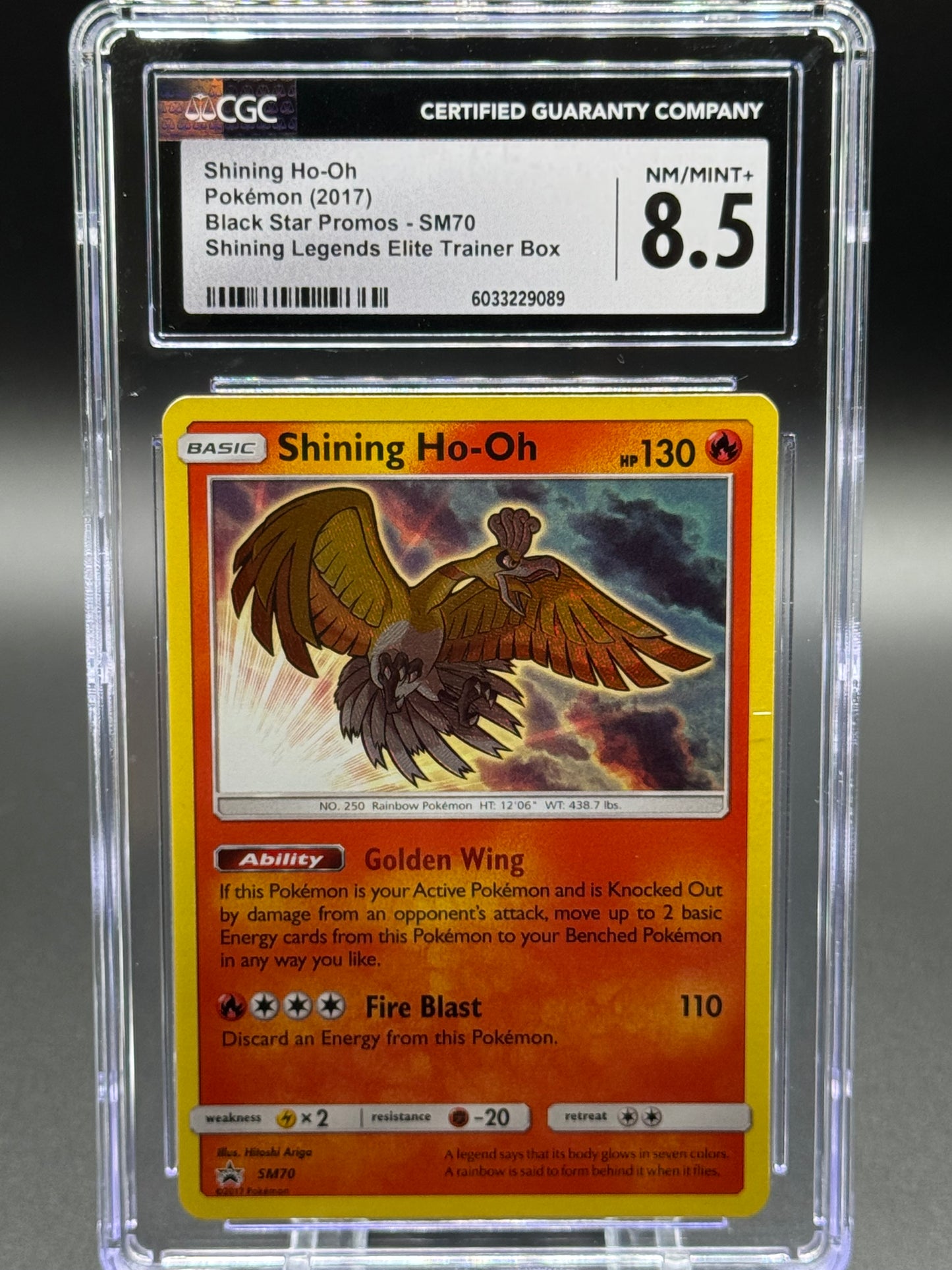 Pokemon TCG Shining Ho-Oh | Black Star Promo SM70 | CGC Graded NM/MINT+ 8.5