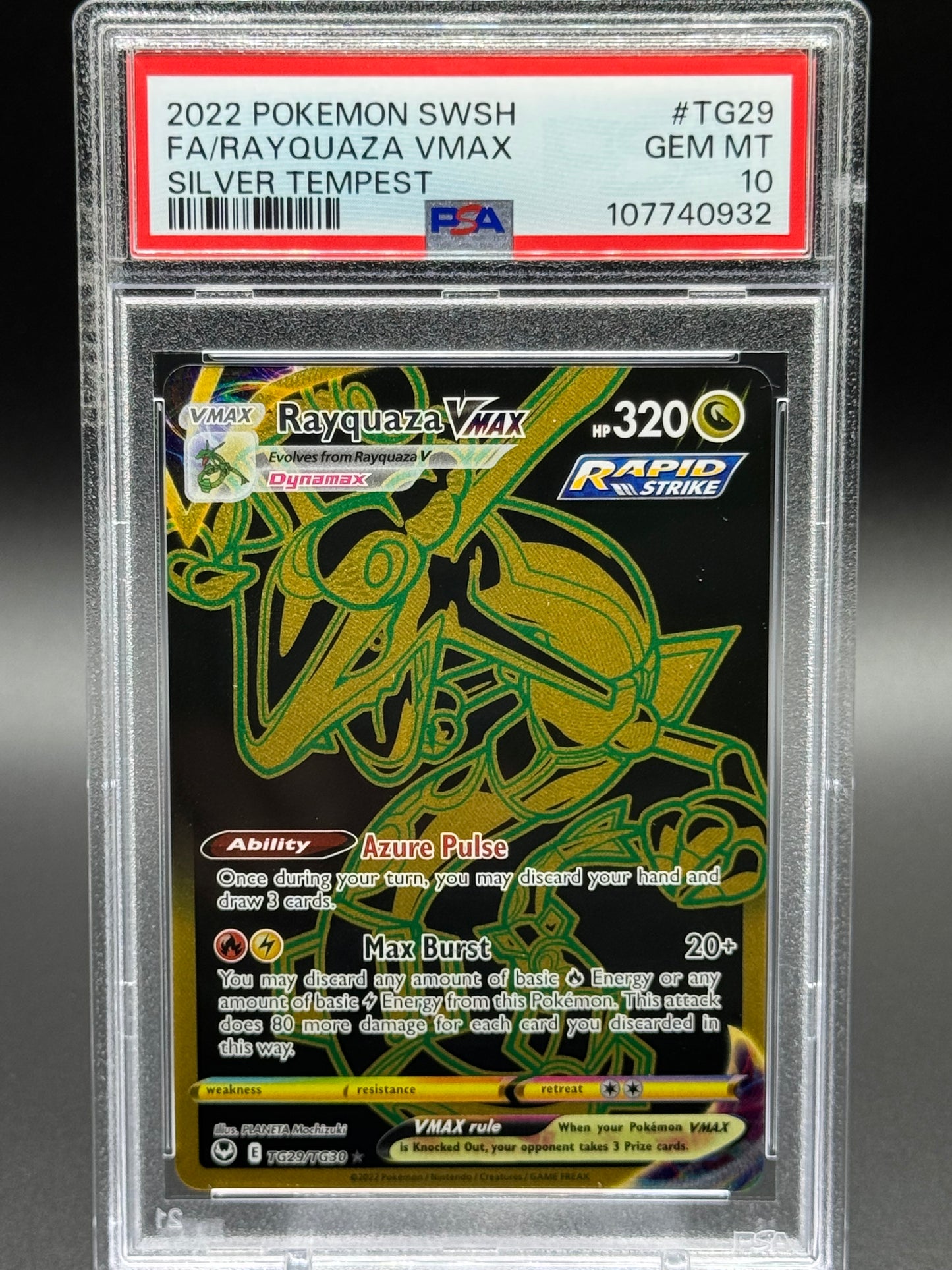 Pokemon TCG Rayquaza VMAX | Silver Tempest TG29/TG30 | PSA Graded GEM MT 10