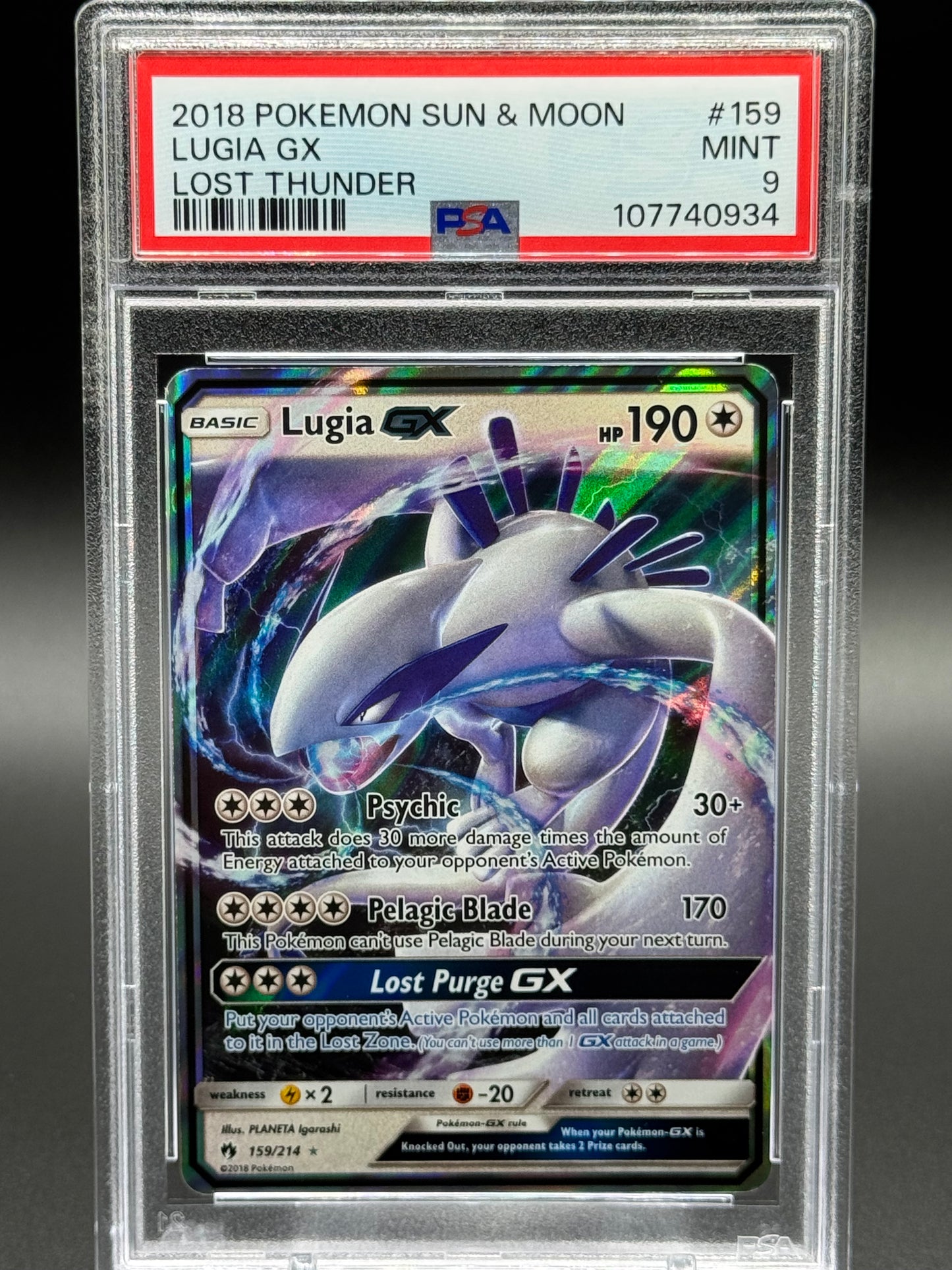 Pokemon TCG Lugia GX | Lost Thunder 159/214 | PSA Graded MINT 9