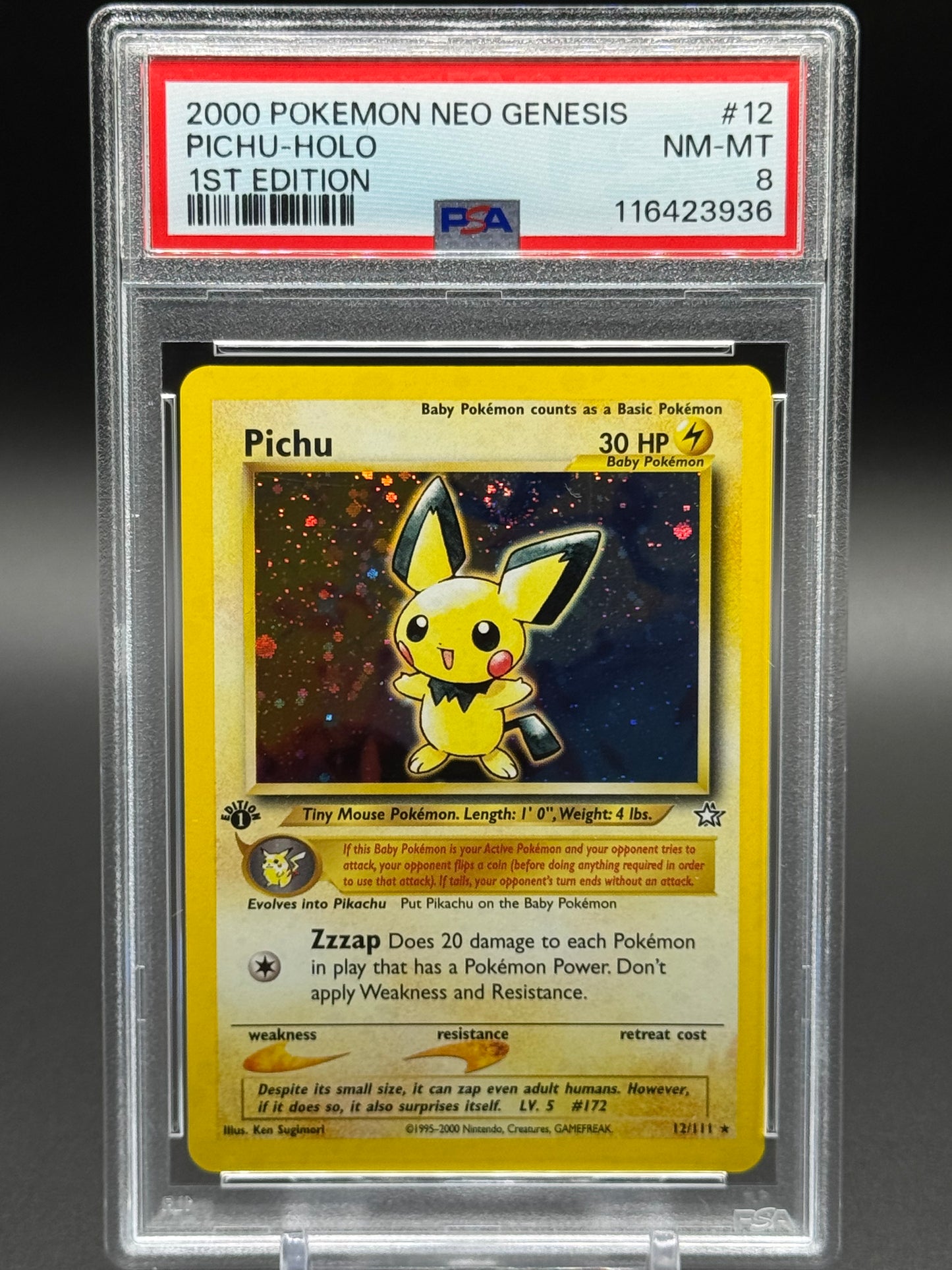 Pokemon TCG Pichu | Neo Genesis 12/111 1st Edition | PSA Graded NM-MT 8