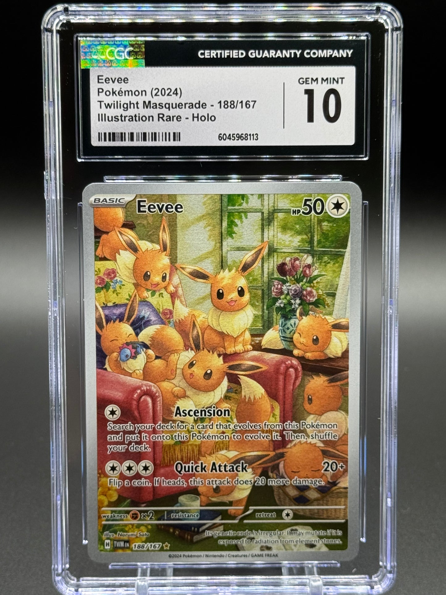Pokemon TCG Eevee | Twilight Masquerade 188/167 | CGC Graded GEM MINT 10