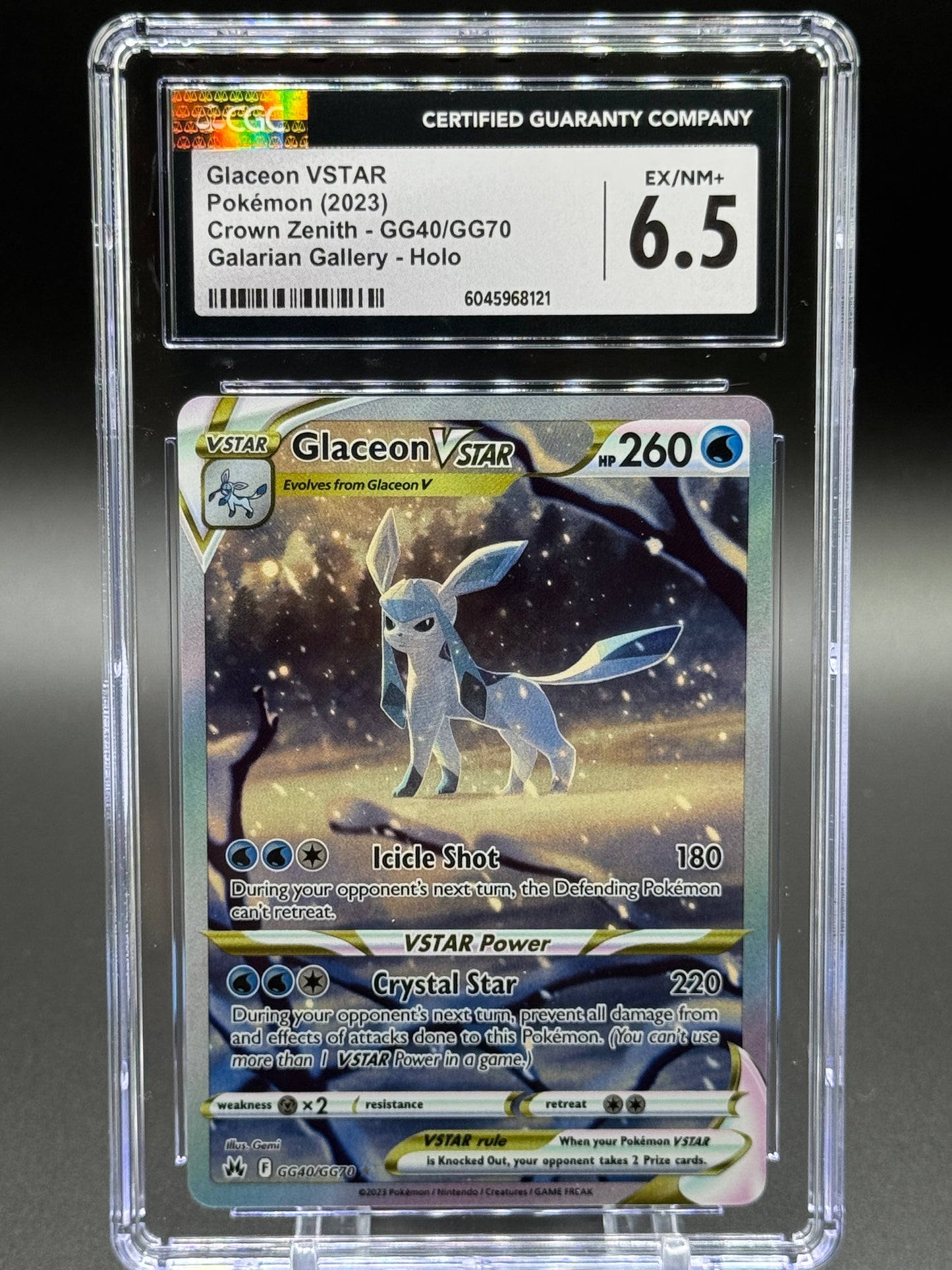 Pokemon TCG Glaceon VSTAR | Crown Zenith GG40/GG70 | CGC Graded EX/NM+ 6.5