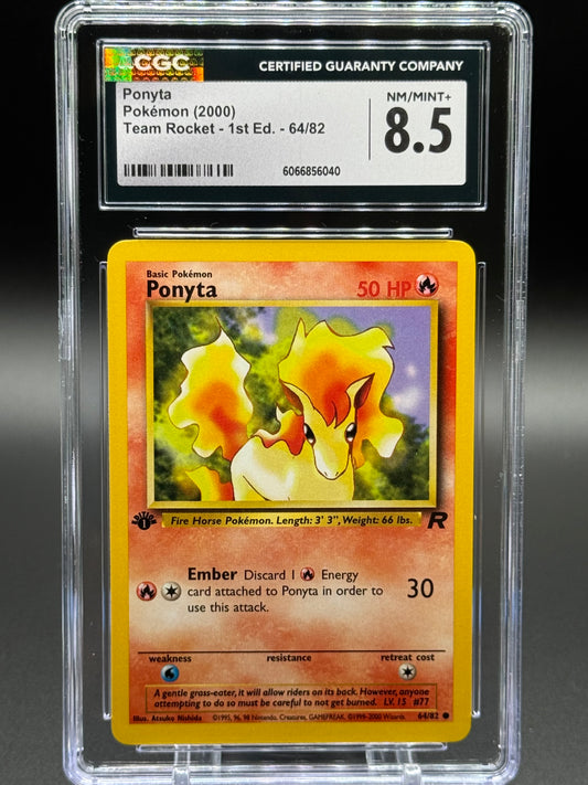 Pokemon TCG Ponyta | Team Rocket 64/82 1st Edition | CGC Graded NM/MINT+ 8.5