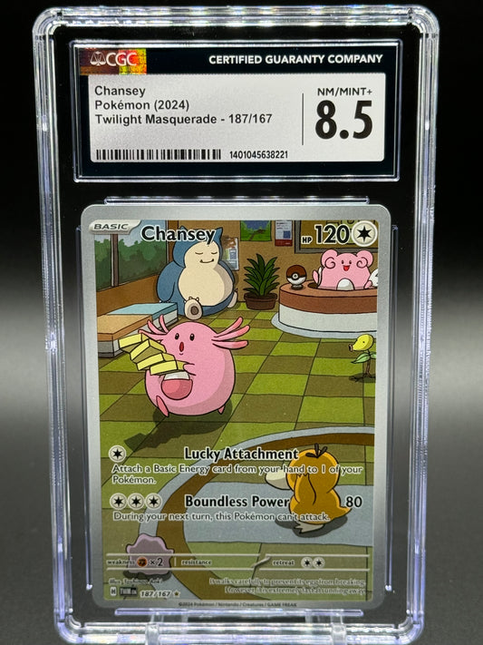 Pokemon TCG Chansey | Twilight Masquerade 187/167 | CGC Graded NM/MINT+ 8.5