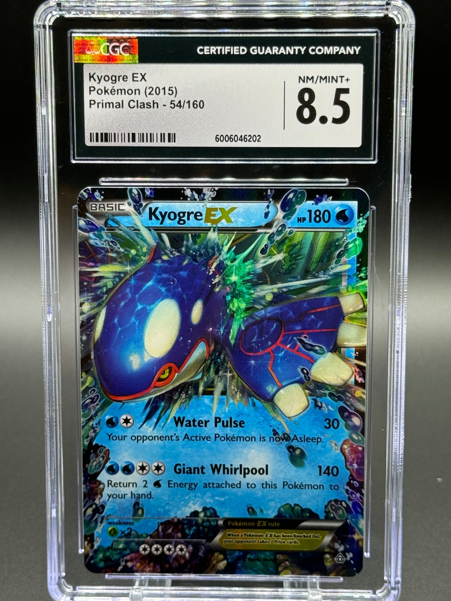 Pokemon TCG Kyogre EX | Primal Clash 54/160 | CGC Graded NM/MINT+ 8.5