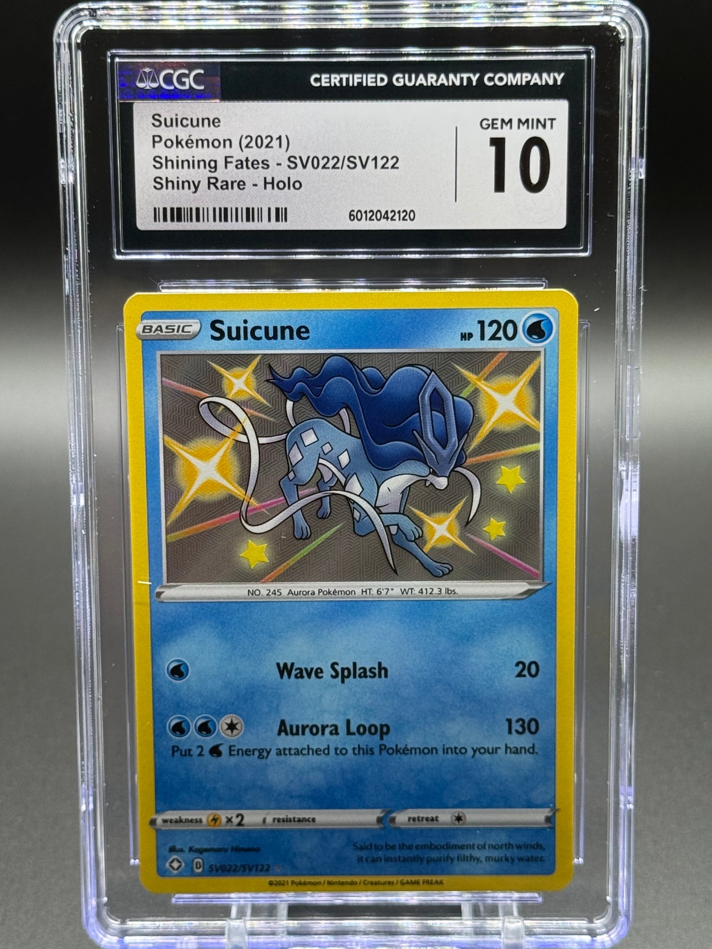 Pokemon TCG Suicune | Shining Fates SV022/SV122 | CGC Graded GEM MINT 10