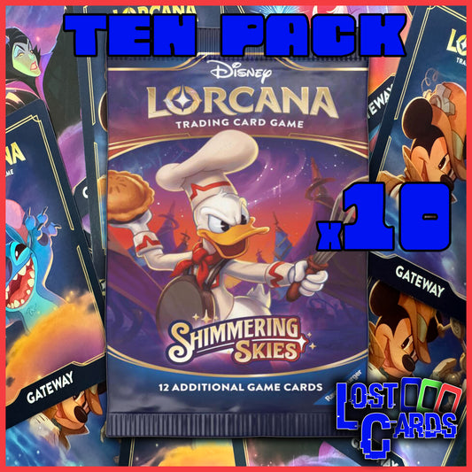 10 Lorcana Shimmering Skies Booster Packs Bundle