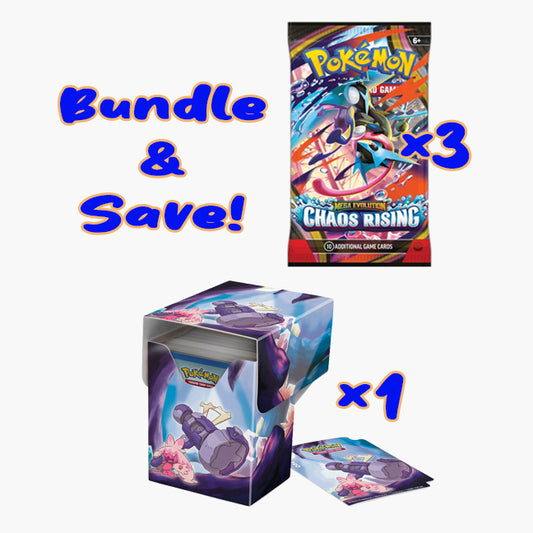 Bundle Deal - 3 Chaos Rising Loose Booster Packs + 1 Deck Box: Pokémon: Tinkaton Full View
