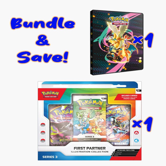 Bundle Deal - 1 Pokémon TCG: First Partner Illustration Collection - Series 3 + 1 Binder: 9-Pocket: Portfolio: Pokémon: Ascended Heroes
