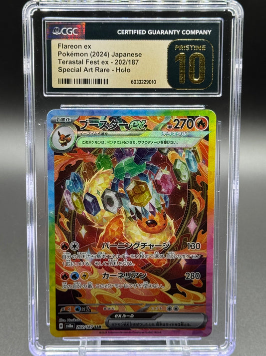 Japanese Pokemon TCG Flareon ex | Terastal Festival ex 202/187 SAR | CGC Graded PRISTINE 10