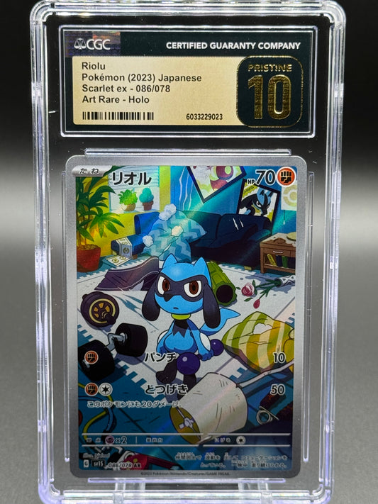 Japanese Pokemon TCG Riolu | Scarlet ex 086/078 AR | CGC Graded PRISTINE 10