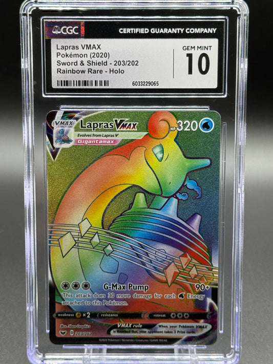 Pokemon TCG Lapras VMAX | Sword & Shield 203/202 | CGC Graded GEM MINT 10