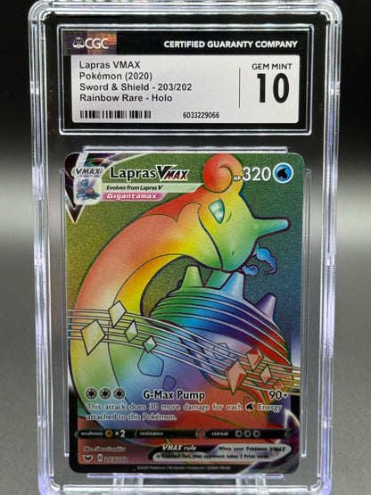 Pokemon TCG Lapras VMAX | Sword & Shield 203/202 | CGC Graded GEM MINT 10