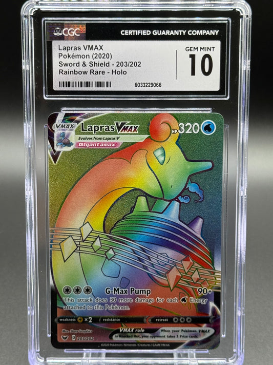 Pokemon TCG Lapras VMAX | Sword & Shield 203/202 | CGC Graded GEM MINT 10