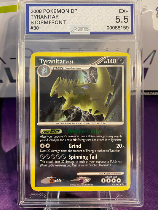 Pokemon TCG Tyranitar | Stormfront 30/100 Non Holo Rare| AGS Graded EX+ 5.5