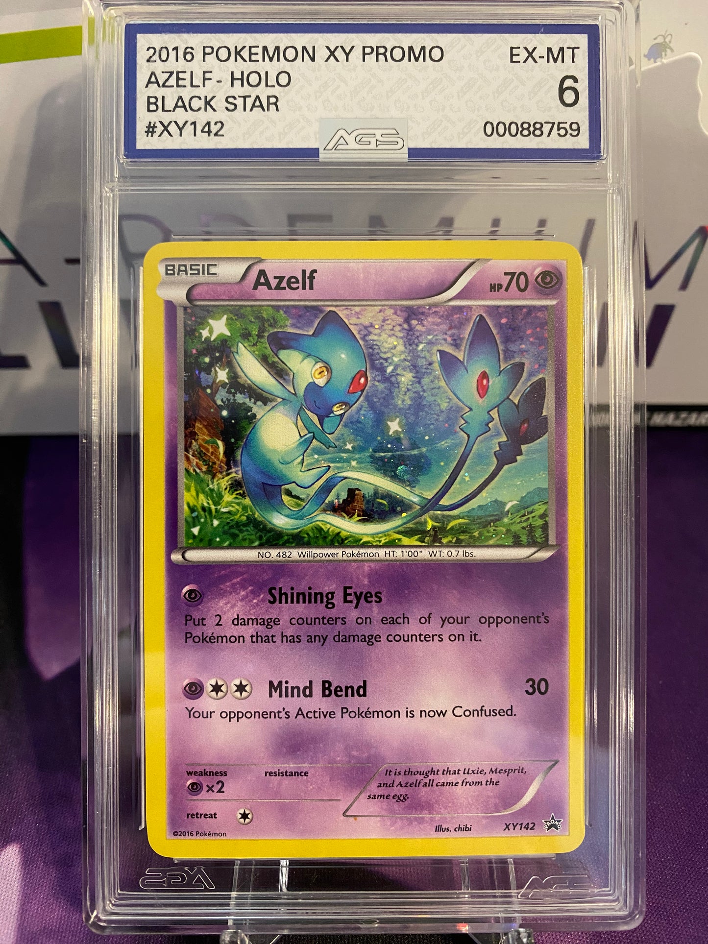 Pokemon TCG Azelf | Black Star Promo XY142 Holo | AGS Graded EX-MT 6