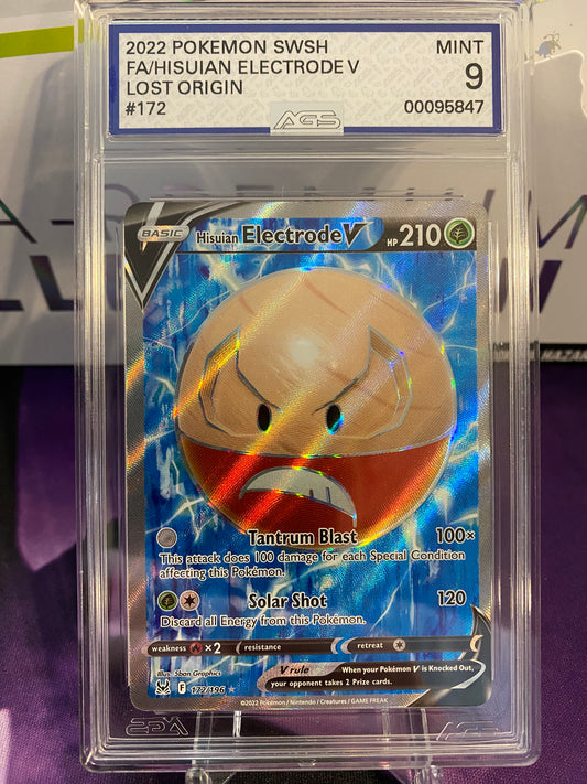 Pokemon TCG Hisuian Electrode V | Lost Origin 172/196 Full Art | AGS Graded MINT 9