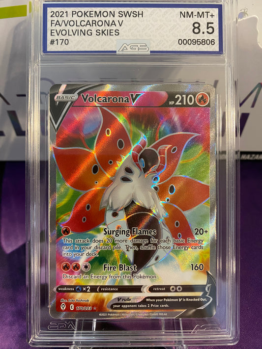 Pokemon TCG Volcarona V | Evolving Skies 170/203 Full Art | AGS Graded NM-MT 8.5