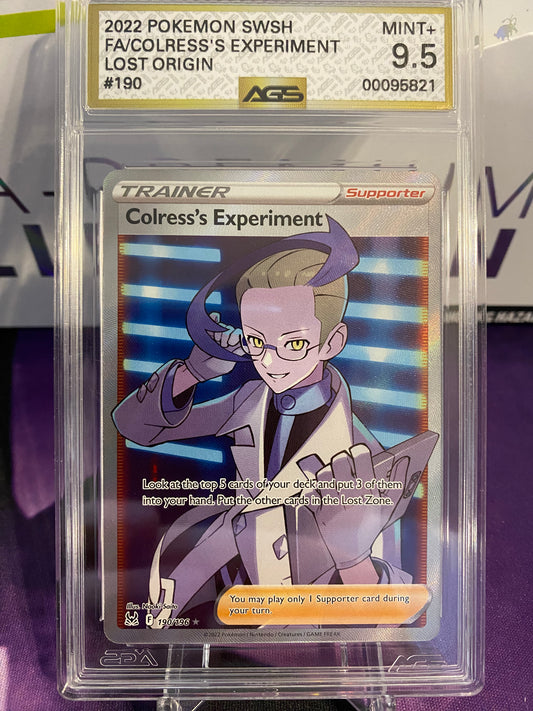 Pokemon TCG Colress's Experiment | Lost Origin 190/196 Full Art | AGS Graded MINT+ 9.5 GOLD LABEL!