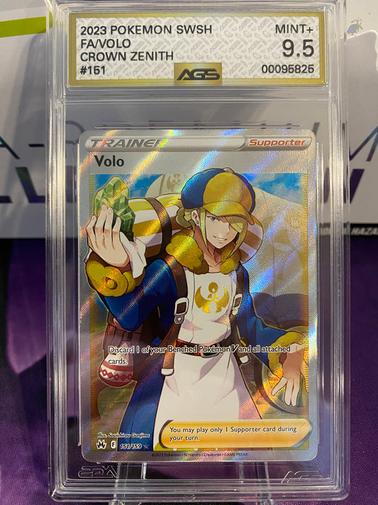 Pokemon TCG Volo | Crown Zenith 151/159 Full Art | AGS Graded MINT+ 9.5 GOLD LABEL!