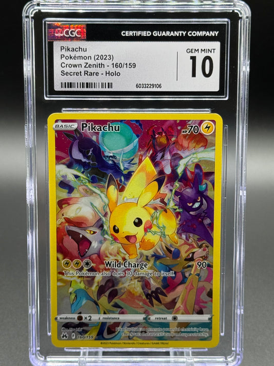 Pokemon TCG Pikachu | Crown Zenith Secret Rare 160/159 | CGC Graded GEM MINT 10