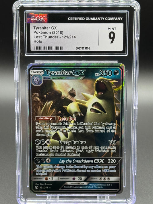 Pokemon TCG Tyranitar GX | Lost Thunder 121/214 | CGC Graded MINT 9
