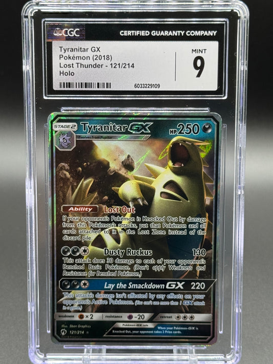 Pokemon TCG Tyranitar GX | Lost Thunder 121/214 | CGC Graded MINT 9