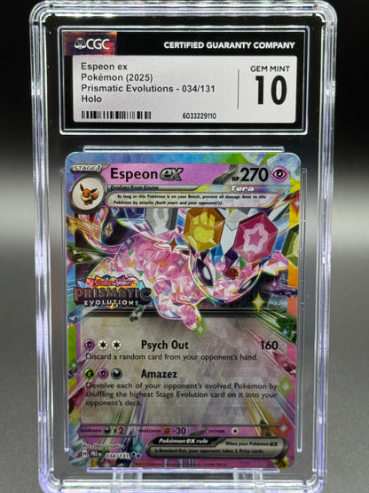 Pokemon TCG Espeon ex | Prismatic Evolutions 034/131 Stamped | CGC Graded GEM MINT 10