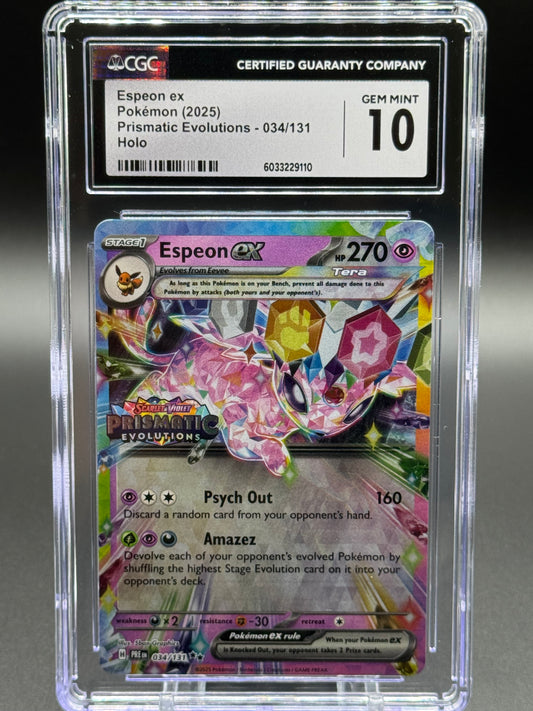 Pokemon TCG Espeon ex | Prismatic Evolutions 034/131 Stamped | CGC Graded GEM MINT 10