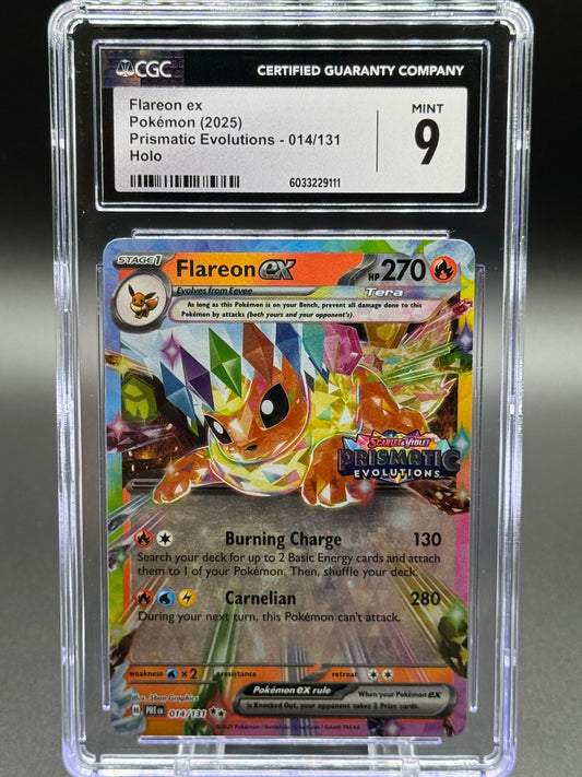 Pokemon TCG Flareon ex | Prismatic Evolutions 014/131 Stamped | CGC Graded MINT 9