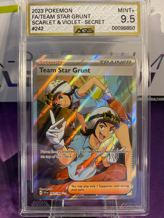 Pokemon TCG Team Star Grunt | Scarlet & Violet 242/198 Full Art | AGS Graded MINT+ 9.5 GOLD LABEL!