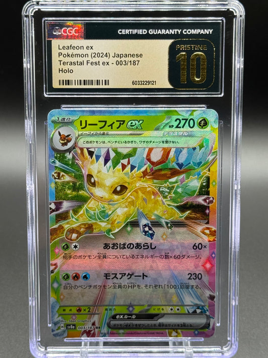 Japanese Pokemon TCG Leafeon ex | Terastal Festival ex 003/187 RR | CGC Graded PRISTINE 10