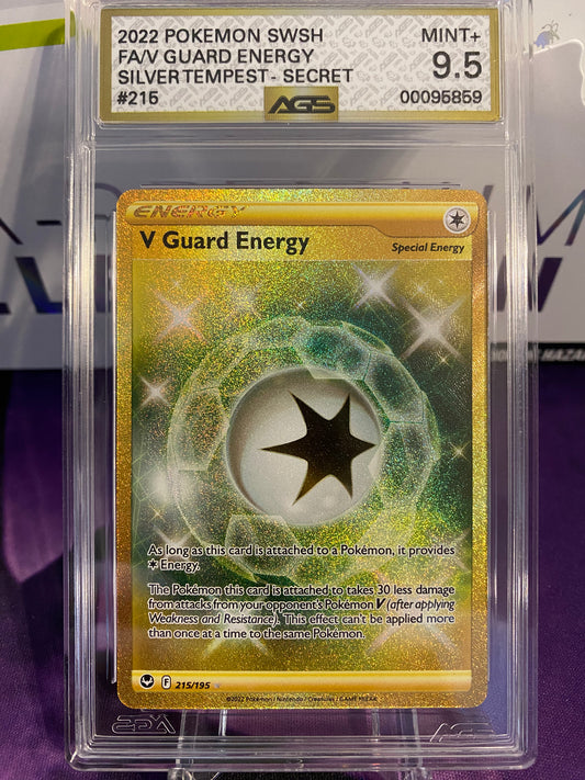 Pokemon TCG V Guard Energy | Silver Tempest 215/195 Secret Rare Gold | AGS Graded MINT+ 9.5 GOLD LABEL!