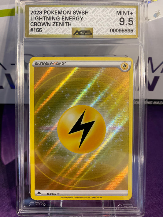 Pokemon TCG Lightning Energy | Crown Zenith 155/159 | AGS Graded MINT+ 9.5 GOLD LABEL!