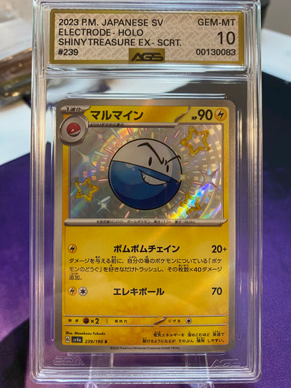 Japanese Pokemon TCG Electrode | Shiny Treasure EX #239 Shiny Holo | AGS Graded GEM-MT 10 GOLD LABEL!