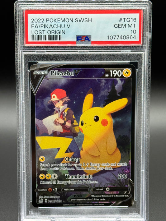 Pokemon TCG Pikachu V | Lost Origin TG16/TG30 | PSA Graded GEM MT 10