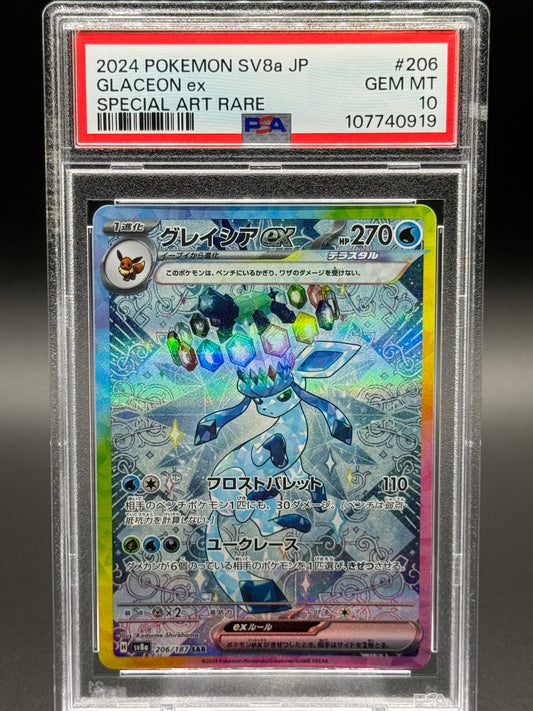 Japanese Pokemon TCG Glaceon ex | Terastal Festival ex 206/187 SAR | PSA Graded GEM MT 10