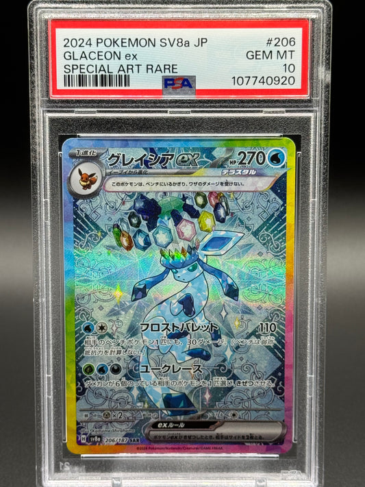 Japanese Pokemon TCG Glaceon ex | Terastal Festival ex 206/187 SAR | PSA Graded GEM MT 10