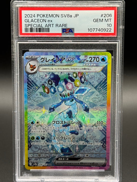 Japanese Pokemon TCG Glaceon ex | Terastal Festival ex 206/187 SAR | PSA Graded GEM MT 10