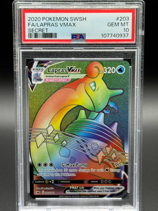 Pokemon TCG Lapras VMAX | Sword & Shield 203/202 | PSA Graded GEM MT 10
