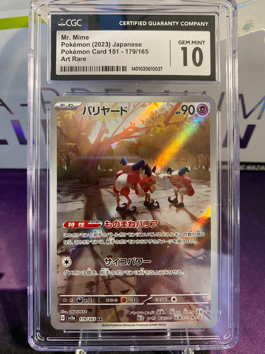 Japanese Pokemon TCG Mr. Mime | Pokemon 151 sv2a 179/165 AR | CGC Graded GEM-MINT 10