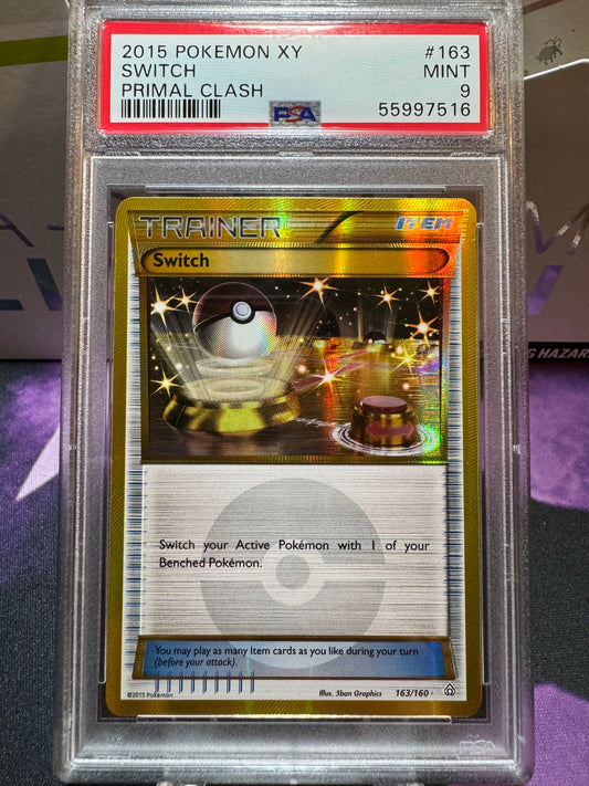 Pokemon TCG Switch | Primal Clash #163 Gold | PSA Graded MINT 9