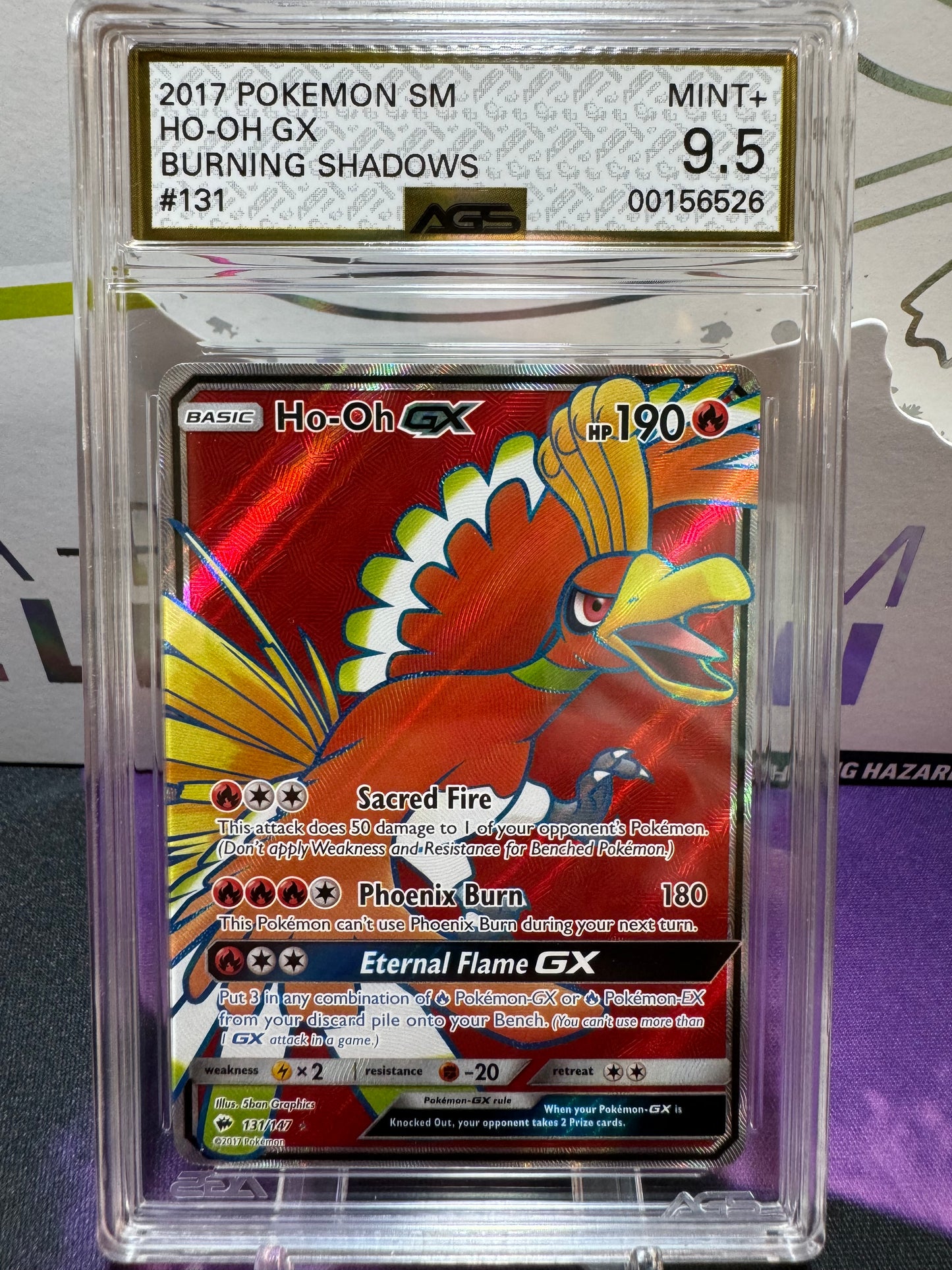 Pokemon TCG Ho-Oh GX | Burning Shadows 131/147 Full Art | AGS Graded MINT+ 9.5 GOLD LABEL!