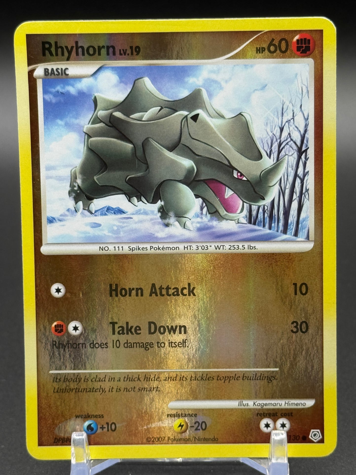 Pokemon TCG Rhyhorn | Diamond & Pearl 95/130 Reverse Holo | Condition: Moderate Play
